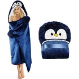 WJMSDK Pinguin Decke mit Ärmeln - Pinguin Geschenk für Frauen, Sherpa Fleece Kuscheldecke mit ärmeln, Tragbare Decke zum Anziehen als Weihnachten Geburtstagsgeschenk für Frauen Damen