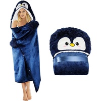 WJMSDK Pinguin Decke mit Ärmeln - Pinguin Geschenk für Frauen, Sherpa Fleece Kuscheldecke mit ärmeln, Tragbare Decke zum Anziehen als Weihnachten Geburtstagsgeschenk für Frauen Damen