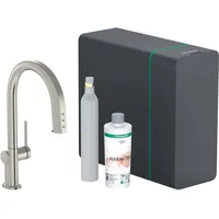 Hansgrohe Aqittura M91 SodaSystem 210, 1jet, sBox, Starter Set, Edelstahl Finish