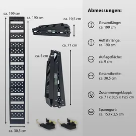 Trutzholm Auffahrrampe 199 cm 680 kg klappbar Aluminium gelocht schwarz 2 St.