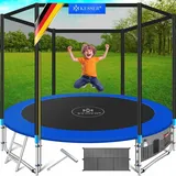 Kesser Trampolin Outdoor Ø 244/305/366/427 cm inkl. Sicherheitsnetz und Leiter Blau