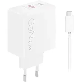 Lenovo Dual USB-C 65W GaN-Ladegerät/ Netzteil Weiß inkl. USB-C Kabel (1,5m)