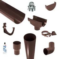 Kunststoff Dachrinnen Sparpaket 10 m | Ø 150/110 mm | Farbe Braun