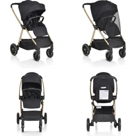 Cangaroo Kinderwagen 2 in 1 Hydra Babywanne Sportsitz Fußabdeckung Moskitonetz schwarz