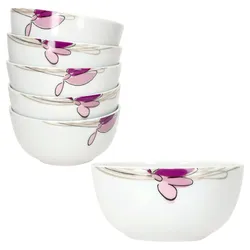 6x Viola Müsli-Schale Ø14,2cm 480ml Porzellan 6 Personen Dessert-Schüssel Bowl