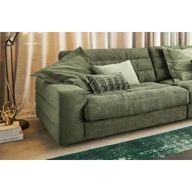 KAWOLA Ecksofa XL Lana Cord Recamiere rechts olivgrün