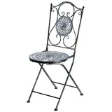 Kobolo Gartenstuhl Klappstuhl Metallstuhl Mosaikoptik - weiß-blau - Outdoor H 92 cm