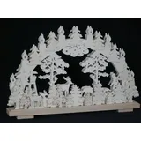 schwibbola holzkunst aus dem erzgebirge Schwibbogen mit Waldmotiv mit Jäger Tieren und Beleuchtung BxHxT 50x32x7cm NEU Lichterbogen Fensterbogen Spitzbogen Erzgebirge Seiffen Weihnachten Licht Holz Dekoration