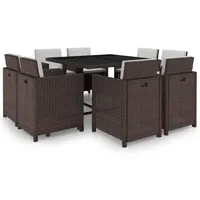 vidaXL Garten-Essgruppe 9-tlg. Tisch 109 x 109 cm braun