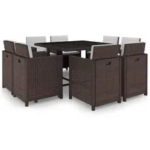 vidaXL Garten-Essgruppe 9-tlg. Tisch 109 x 109 cm braun