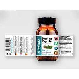 DR WAKDE's Moringa Kapseln (Moringa oleifera) 60 Veg Caps Ayurveda-Ergänzung, Vegan, Kräuter, Natürlich)
