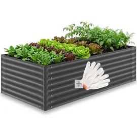 Tectake Hochbeet Pflanzbeet 200 x 100 x 62 cm Grau