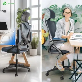 VOUNOT Bürostuhl Kunststoff Grau