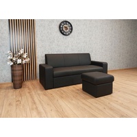 Echtleder Set Sofa mit Schlaffunktion + Hocker Leder Lederset Echtleder Couch