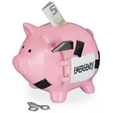 Relaxdays Sparschwein Emergency Weiß,Rosa,Schwarz