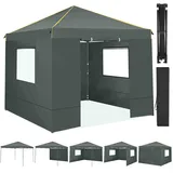 COBIZI Pavillon 3x3 Wasserdicht Stabil Winterfest, faltpavillon 3x3 mit 4 Seitenteilen, Mesh-Fenster gegen Insekten 100% wasserdicht und UV 50+ tragbares Tragbarkeit Gartenpavillon, Grau