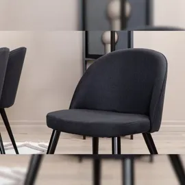 VCM ebuy24 Essgruppe Esstisch Grau und 6 Velvet Esszimmerstühle schwarz.