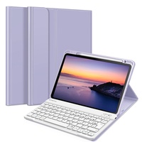 Fintie Tastatur Hülle für iPad Air 5 2022 / iPad Air 4 2020 10.9 Zoll, Schutzhülle mit TPU Rückschale, Pencil Halter und magnetisch Abnehmbarer Tastatur mit QWERTZ Layout, Violett