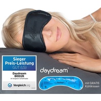 daydream Schlafmaske Frauen & Herren inkl. gratis Kühlkissen (= Kühlmaske) - Testsieger - Schlafbrille - Augenmaske, schwarz (B-1002K)