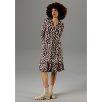 Aniston CASUAL Jerseykleid mit Animal-Print Gr. 48 N-Gr, altrosa-schwarz-braun-wollweiß, , 25997607-48 N-Gr