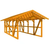 SKANHOLZ Skan Holz Carport Schwarzwald m. Dachlattung u. Rückwand 424 x 772 cm Eiche