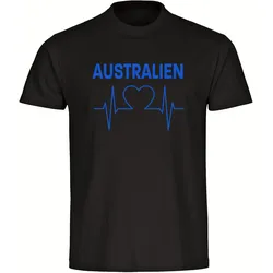 multifanshop Kinder T-Shirt - Australien - Herzschlag - Druck blau - Kind