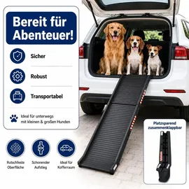 BITUXX Klappbare Hunderampe Einstiegshilfe bis 90 kg Schwarz