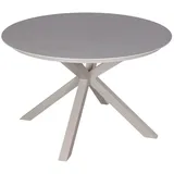 bene living Gartentisch Malaga - elfenbein - Gestell Kreuz-Form (1-St., Gartentisch mit Keramiktischplatte), wetterfester, runder Gartentisch mit Keramikplatte grau