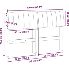 vidaXL Gepolstertes Kopfteil Taupe 120 cm Massives Kiefernholz