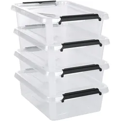 astor24 Aufbewahrungsbox mit Deckel 4er Set 8,5 Liter Kunststoffbox Stapelbox Lagerbox Regalbox