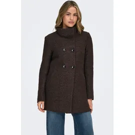 Only Langjacke "ONLNEWSOPHIA WOOL COAT OTW CC", Damen, Gr. S, braun (chocolate torte detail:melange), Web, Obermaterial: 70% Polyester, 30% Wolle, meliert, regular fit Po-bedeckend, Jacken Langjacke, Materialmix