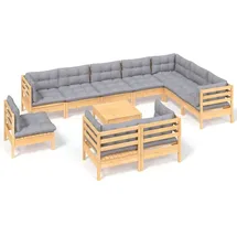 vidaXL Garten-Lounge-Set 11-tlg. grau