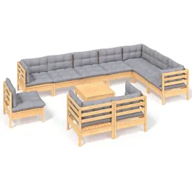 vidaXL Garten-Lounge-Set 11-tlg. grau