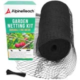 AlpineReach 4,5m x 9m Vogelschutznetz Gartennetz Feinmaschig (15 x 15mm) Extra Stark Gewebtes Netz, Vogelnetz, Obstbaumnetz, Katzennetz, engmaschig Laubnetz, Kabelbinder, Wiederverwendbar, Schwarz