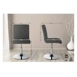 CLP 2er Set Esszimmerstuhl Elvas Stoff I Höhenverstellbar Und 360 Grad Drehbar, Mit Bodenschonern I Wohnzimmerstuhl Mit Gestell In Chromoptik