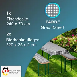 nyvi Bierbankauflagen Set 240 x 70 cm grau kariert 3-tlg.