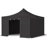 TOOLPORT Faltzelt Faltpavillon Professional 4x4 m mit 4 Seitenteilen (ohne Fenster) - ALU Pavillon Partyzelt schwarz