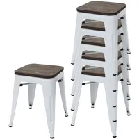 Mendler 6er-Set Hocker HWC-A73 inkl. Holz-Sitzfläche, Metallhocker Sitzhocker, Metall