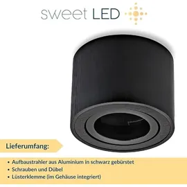 Sweet Led Aufbaustrahler Flach 50mm Alu 230V 4x Aufbauspots schwarz rund Deckenleuchte Ø Schwarz