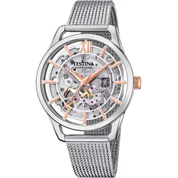Automatikuhr FESTINA "Automatik", silber (silberfarben), Armbanduhren, Damen, Armbanduhr, Damenuhr, mechanische Uhr, Edelstahlarmband