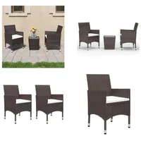 vidaXL 3 tlg. Bistro Set Poly Rattan und Hartglas Braun - Bistro-Set - Bistro-Sets - Bistroset - Bistrosets - Braun