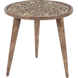 Beliani Beistelltisch 2er Set Mango Holz Dunkelbraun