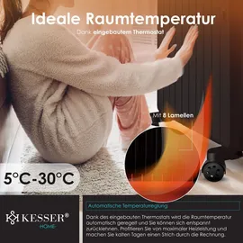 Kesser KESSER® Ölradiator mit WiFi App & Fernbedienung digitalem Display- elektrischer energiesparender Heizkörper mit 10 Rippen, Timer Zeitschaltuhr, 4 Heizstufen, Thermostat, Weiß