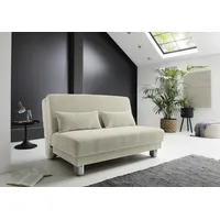 Schlafsofa INOSIGN "Gina" Sofas Gr. B/H/T: 140cm x 86cm x 195cm, Cord, beige (ecru) mit einem Handgriff vom Sofa zum Bett