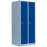 Lüllmann Spind Garderobenschrank Kleiderspind 180 x 80 x 50cm grau/blau 2 Abteile 515121