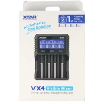 XTAR VX4 Ladegerät, lädt 1,5V, 3,7V Li-Ion Akkus, 3,2V LiFePO4 und 1,2V NiMH Akkus, ohne Netzteil