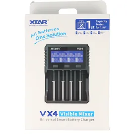 XTAR VX4 Ladegerät, lädt 1,5V, 3,7V Li-Ion Akkus, 3,2V LiFePO4 und 1,2V NiMH Akkus, ohne Netzteil