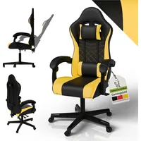 Juskys Gamingstuhl HyperSeat, Bürostuhl aus Kunstleder, verstellbare Rückenlehne, –