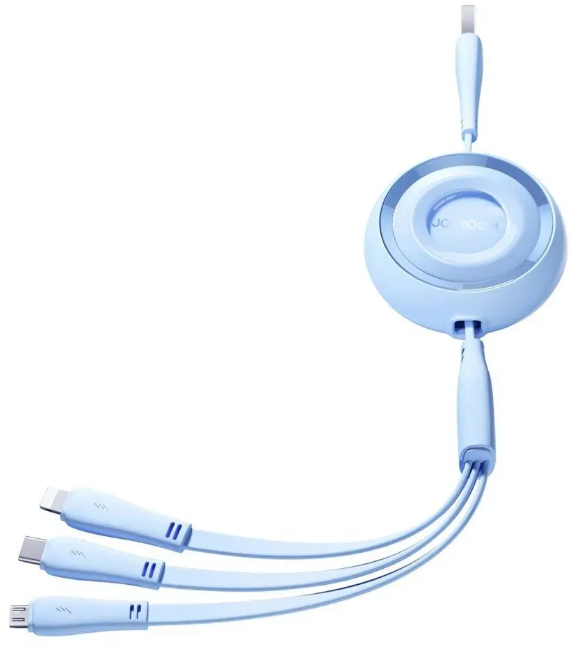 JOYROOM S-A40 einziehbares Kabel USB-A auf USB-C / Apple geeignet / microUSB Smartphone-Kabel blau