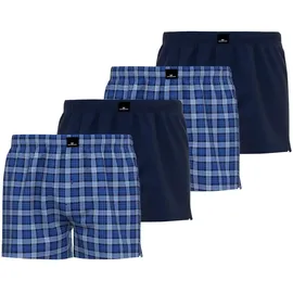Götzburg Herren Boxer 4er Pack - Poplin, Pure Cotton, Unterwäsche Set Blau/Weiß XL